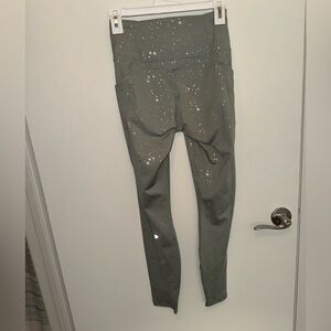 Fabletics leggings light green metallic star pattern
